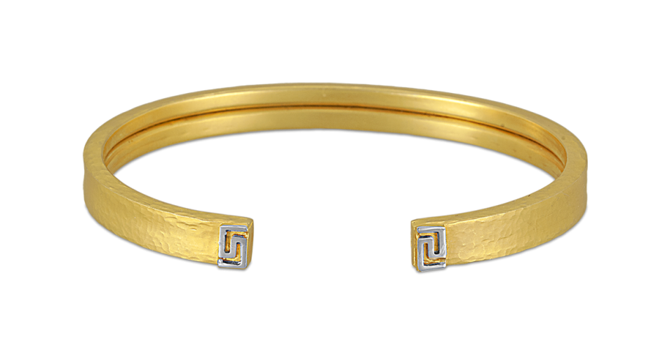 Hammered Gold Greek Key Bracelet