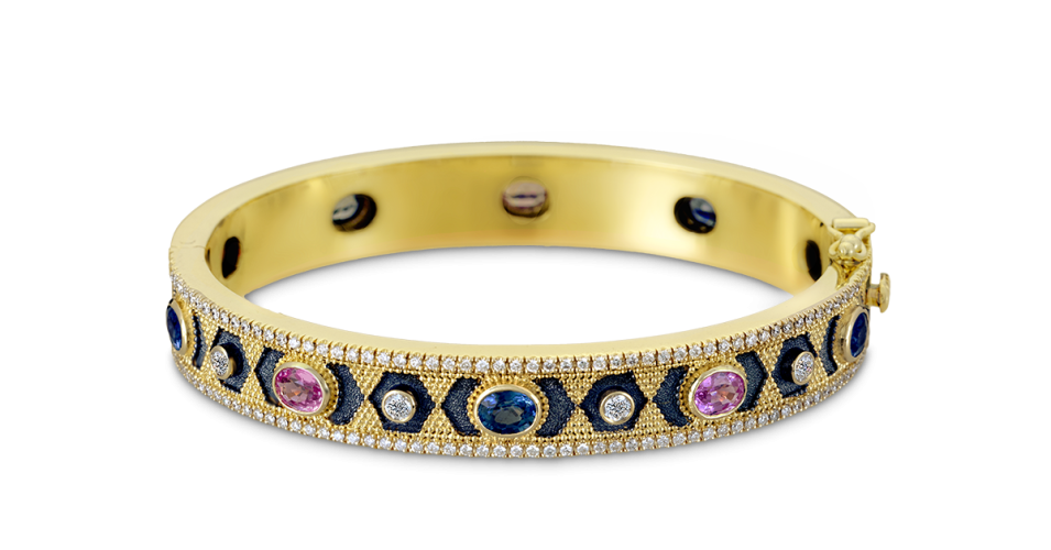 Byzantine Bracelet With Blue and Pink Sapphires