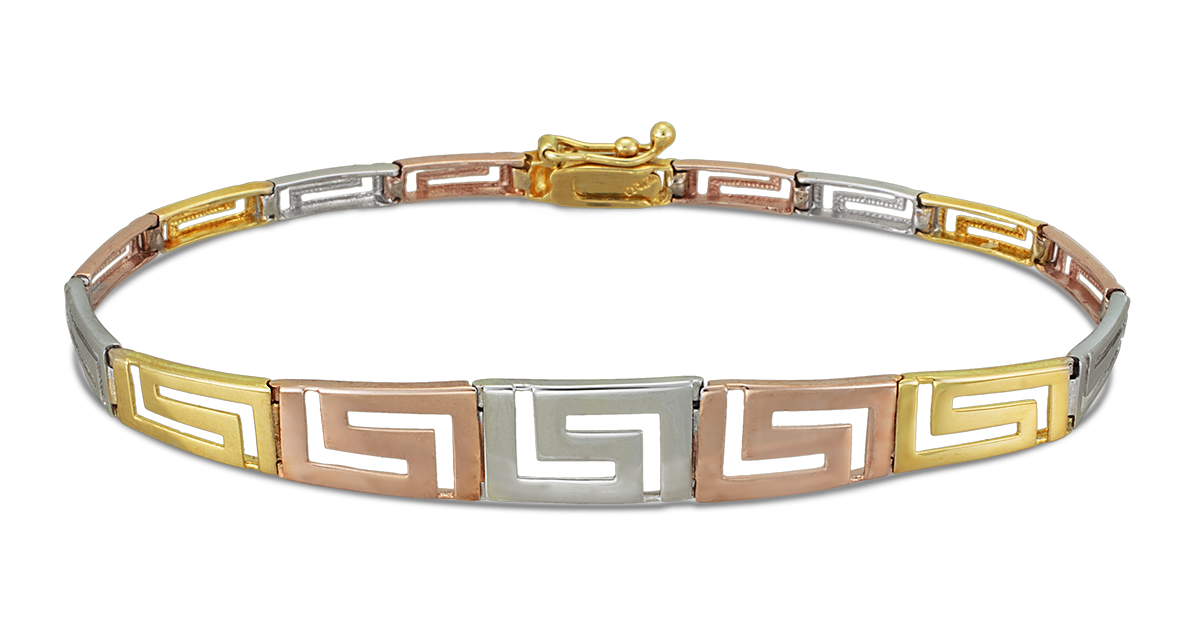 Three Color Greek Key Bracelet