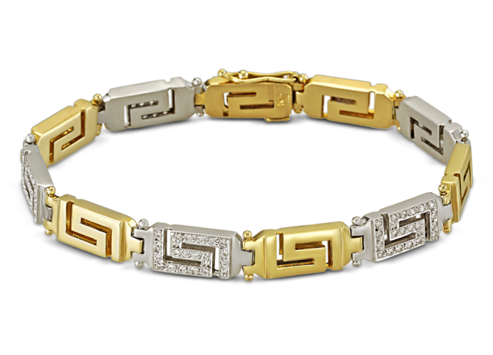 Greek key bracelet with diamonds