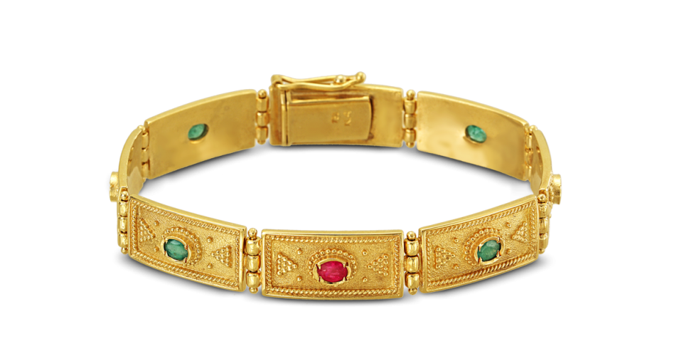 Byzantine Bracelet with Emeralds and Rubies