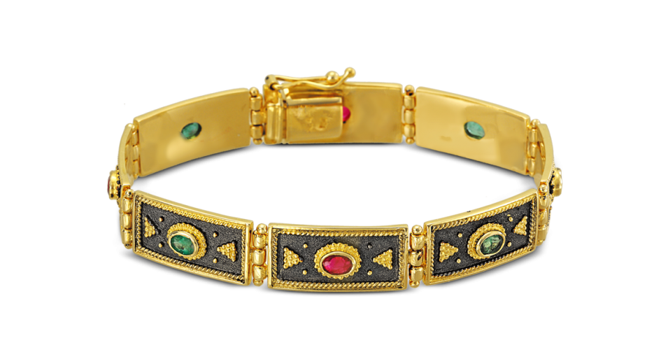 Byzantine Bracelet with Emeralds and Rubies