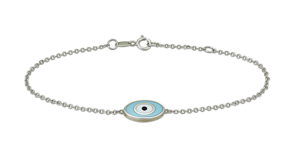 White Gold Enamel Evil Eye Bracelet