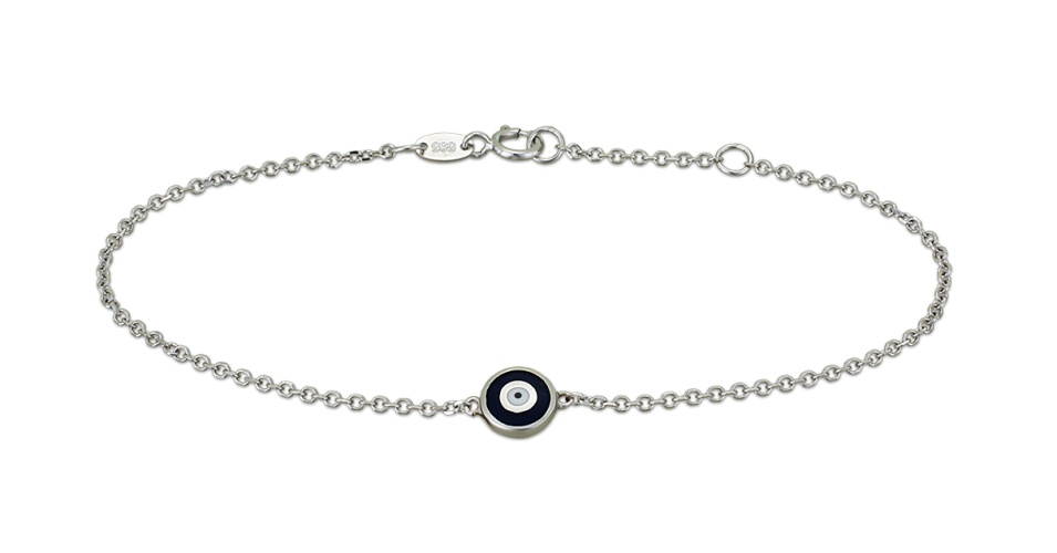 White Gold Enamel Evil Eye Bracelet