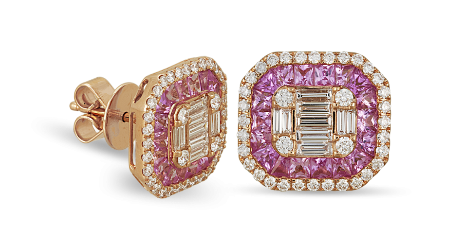 Pink Sapphires and Diamonds Earrings