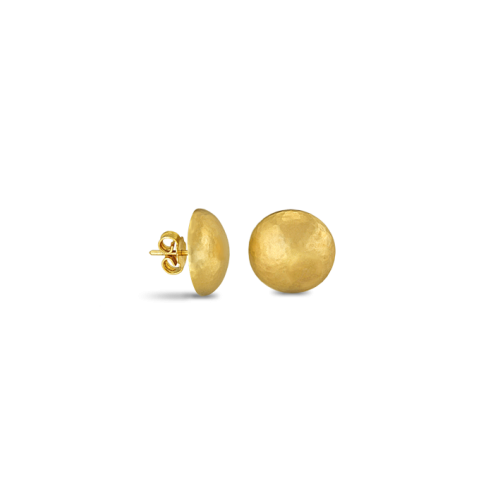 Hammered gold button earrings