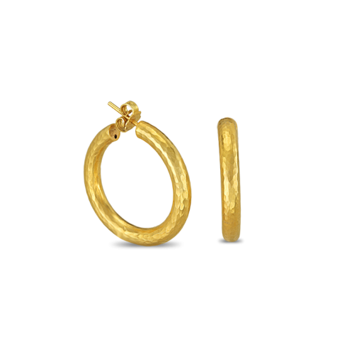 Hammered gold hoop earrings