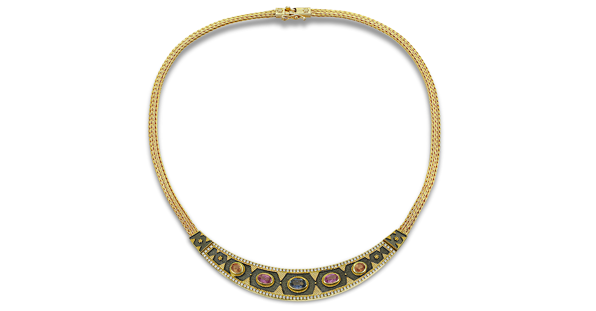 Byzantine Necklace With Multicolor Sapphires