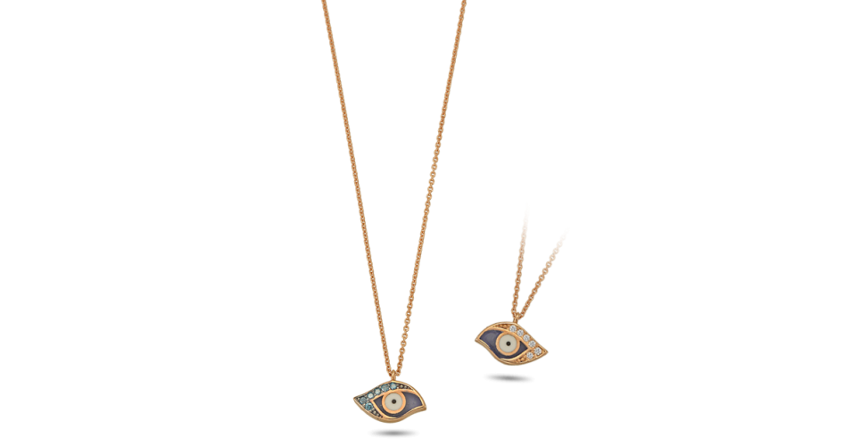 Evil Eye Necklace With White And Blue Diamonds