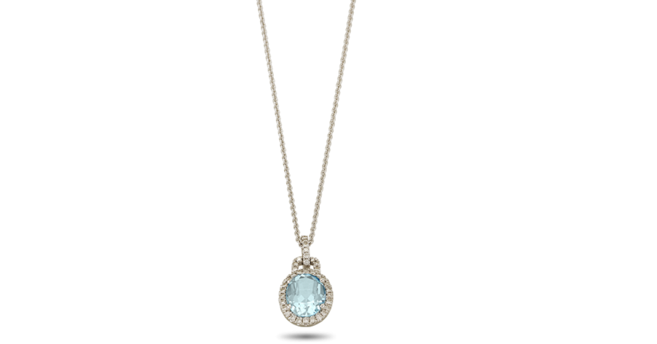 White Gold Necklace with Blue Topaz and Diamonds
