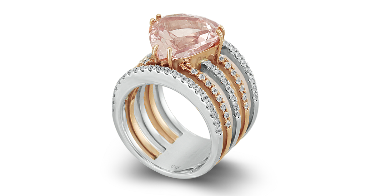 Diamond Ring with Morganite "Heart"