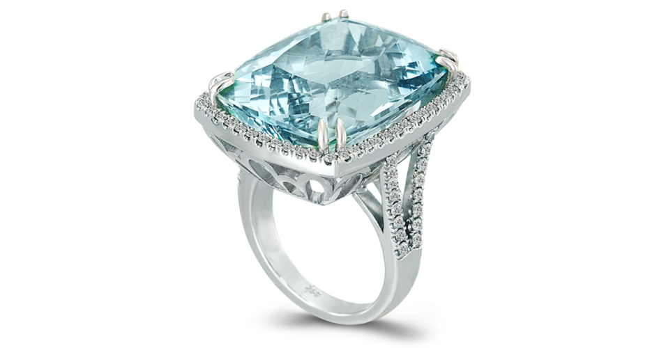 Aquamarine Ring with Diamonds