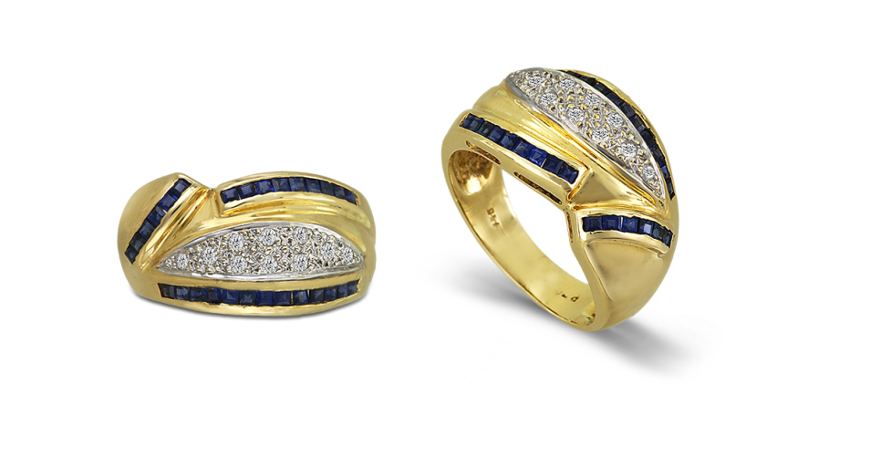 Ring With Diamonds and Sapphires