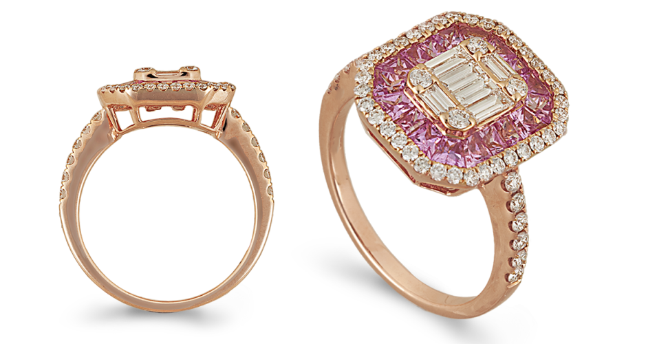 Pink Sapphires and Diamonds Ring