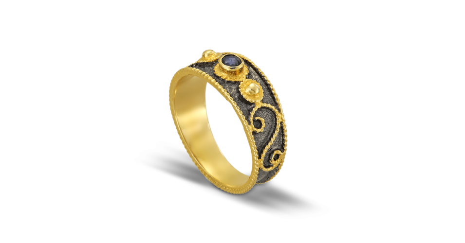Byzantine Ring with Sapphire