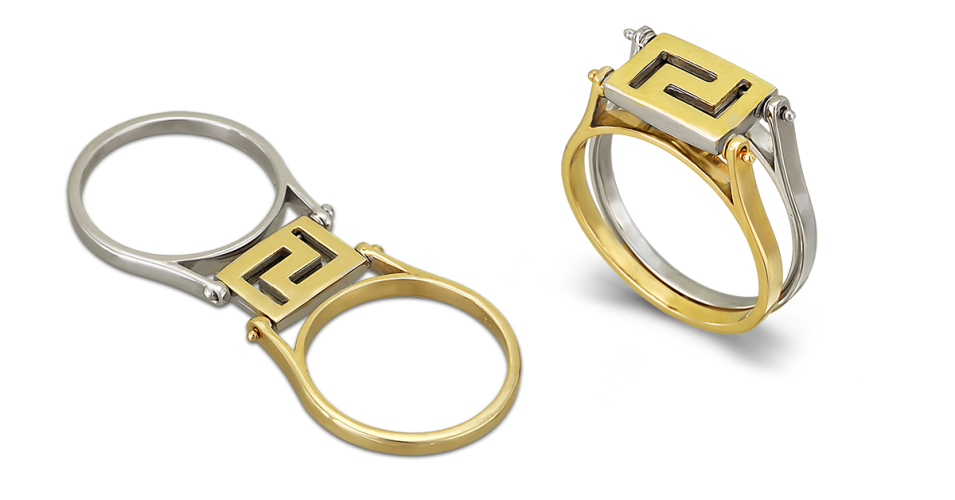 14K Gold Reversible Greek Key Ring