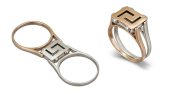 14K Gold Reversible Greek Key Ring