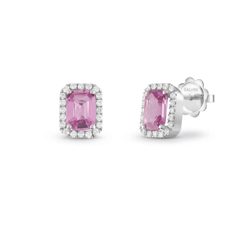 SORRENTO White gold earrings with diamonds and pink sapphires