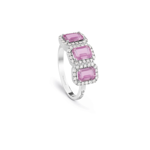 SORRENTO White gold ring with diamonds and pink sapphire